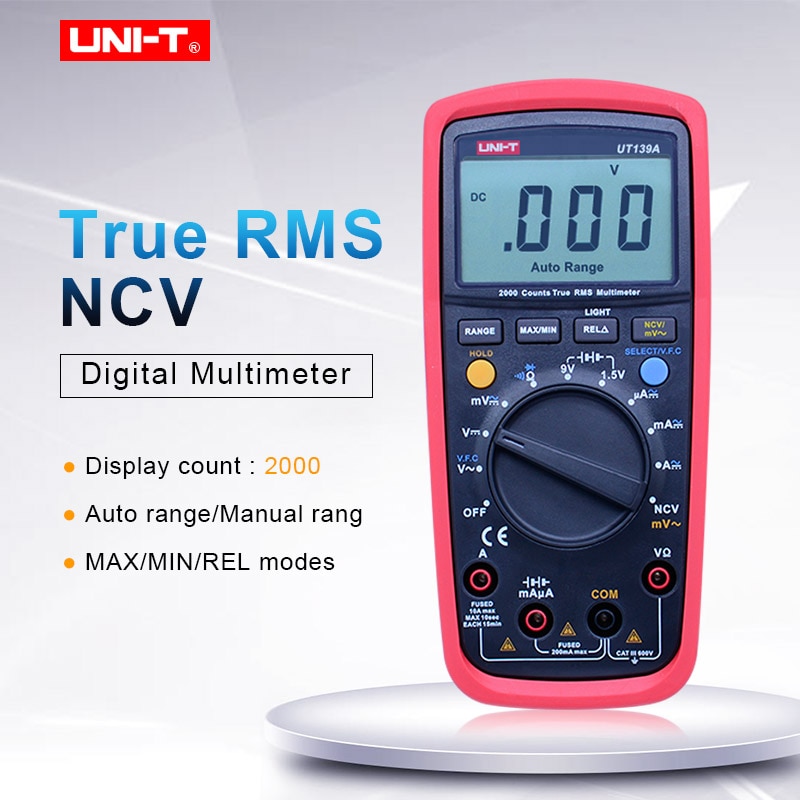 UNI-T UT139A True RMS 디지털 멀티 미터 AC DC 전압 전류 저항 테스터 저항계 전압계 전류계 다이오드 테스트/NCV